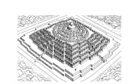 A coloring page of wonders of the world